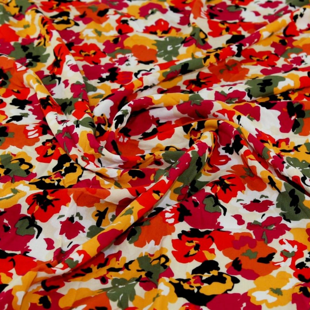 Deadstock Viscose Challis Fabric Pink