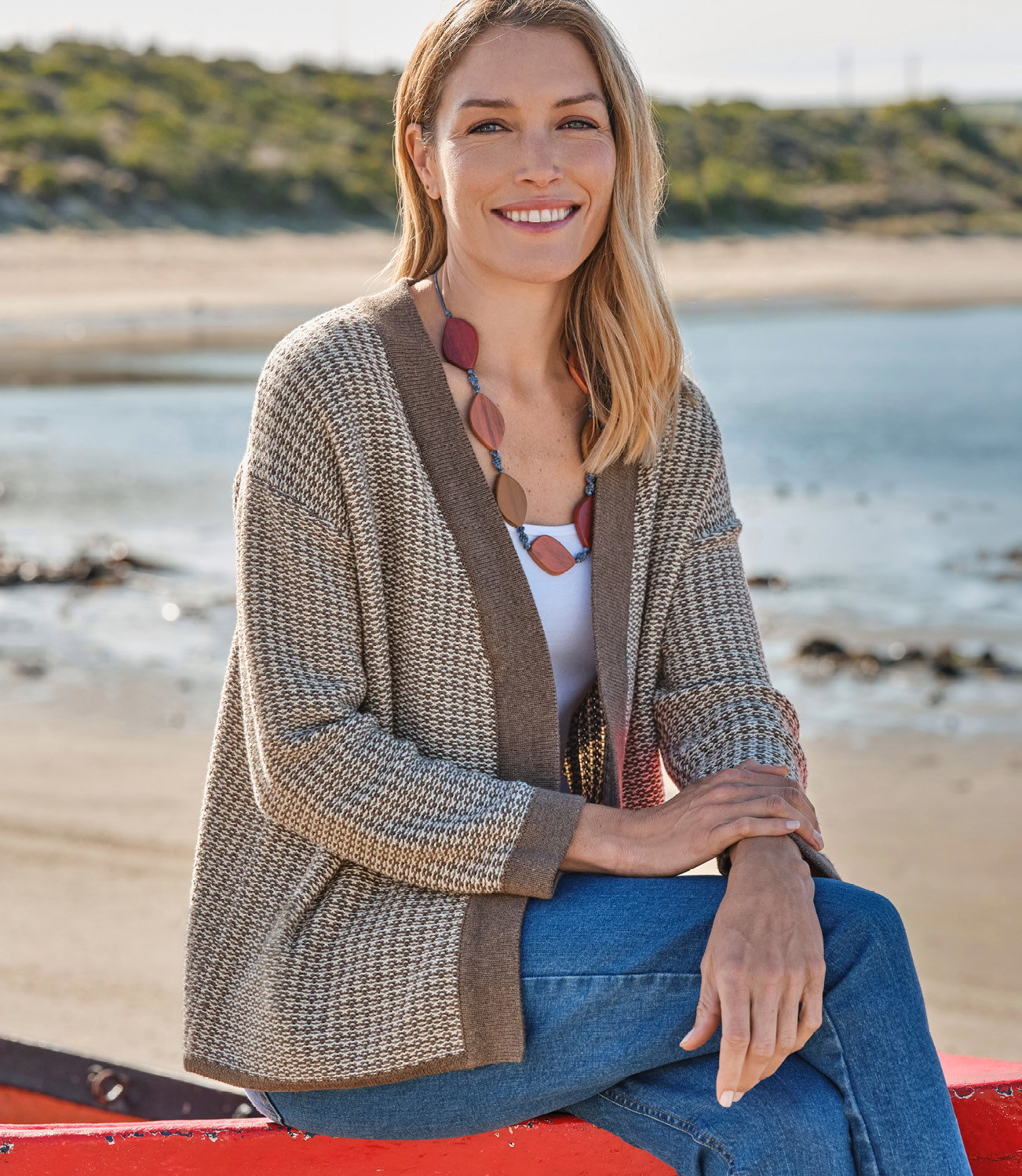 Cardigan texturé d'un bord à l'autre