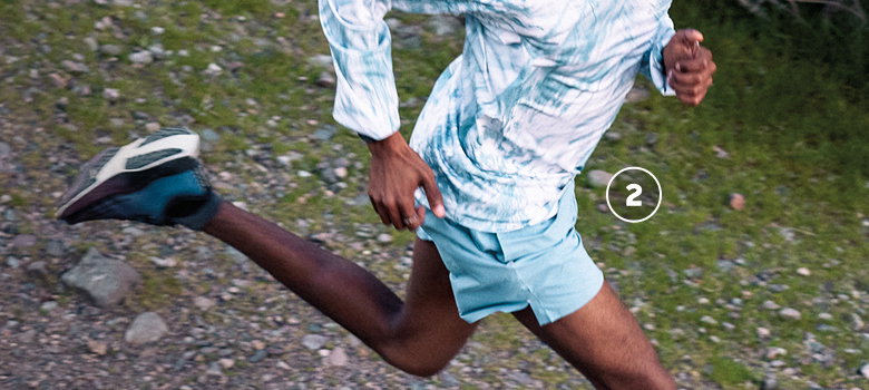 A runner in a running outfit.