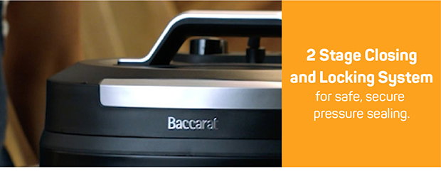 2-stage closing and locking system for safe, secure pressure sealing