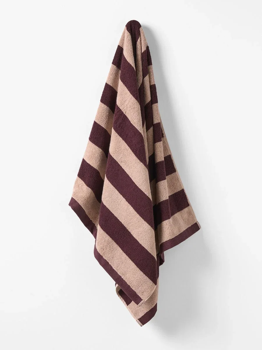 Image of Riviera Stripe Bath Towel in Mulberry