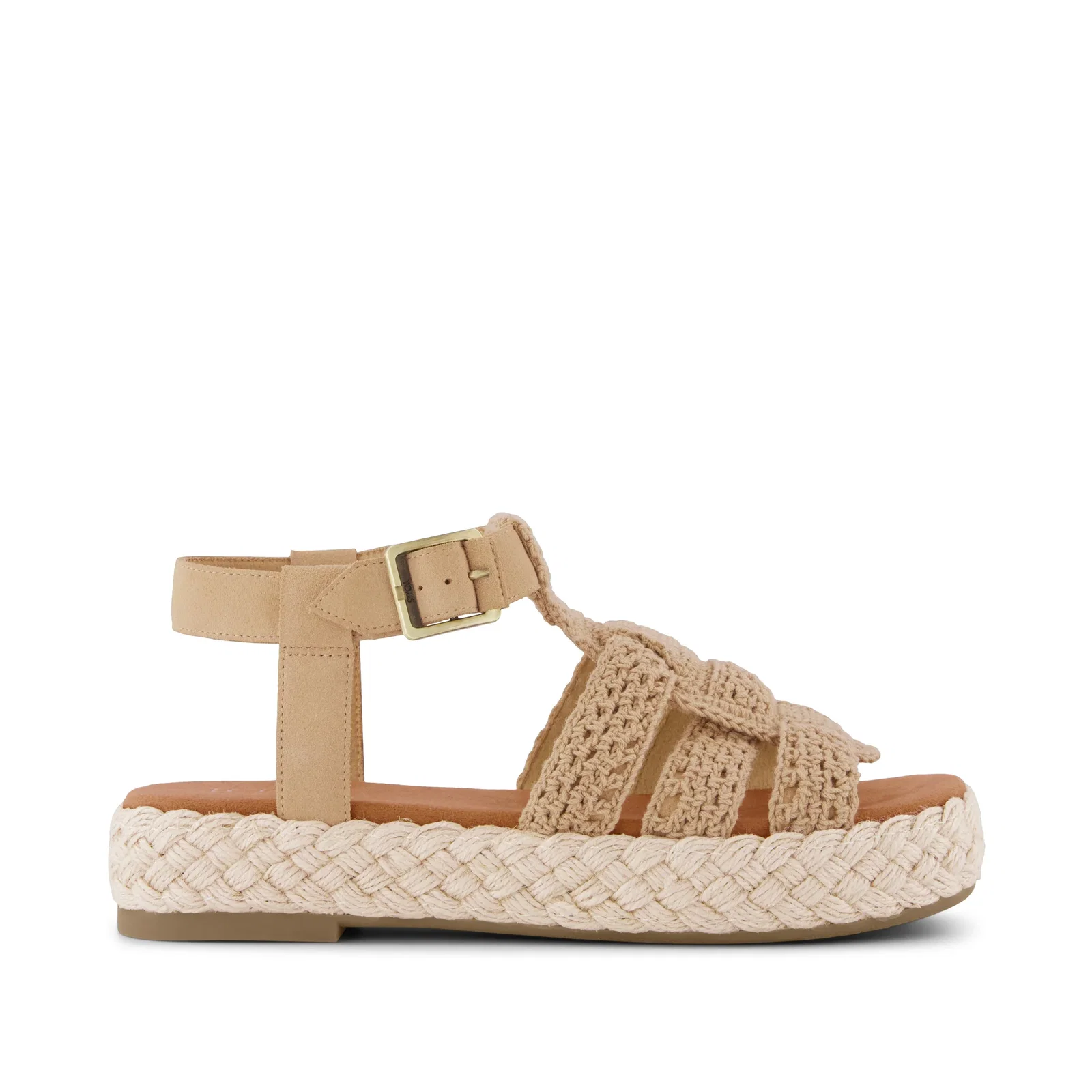 Womens Jac Fisherman Sandal Caramel Crochet - 5 
