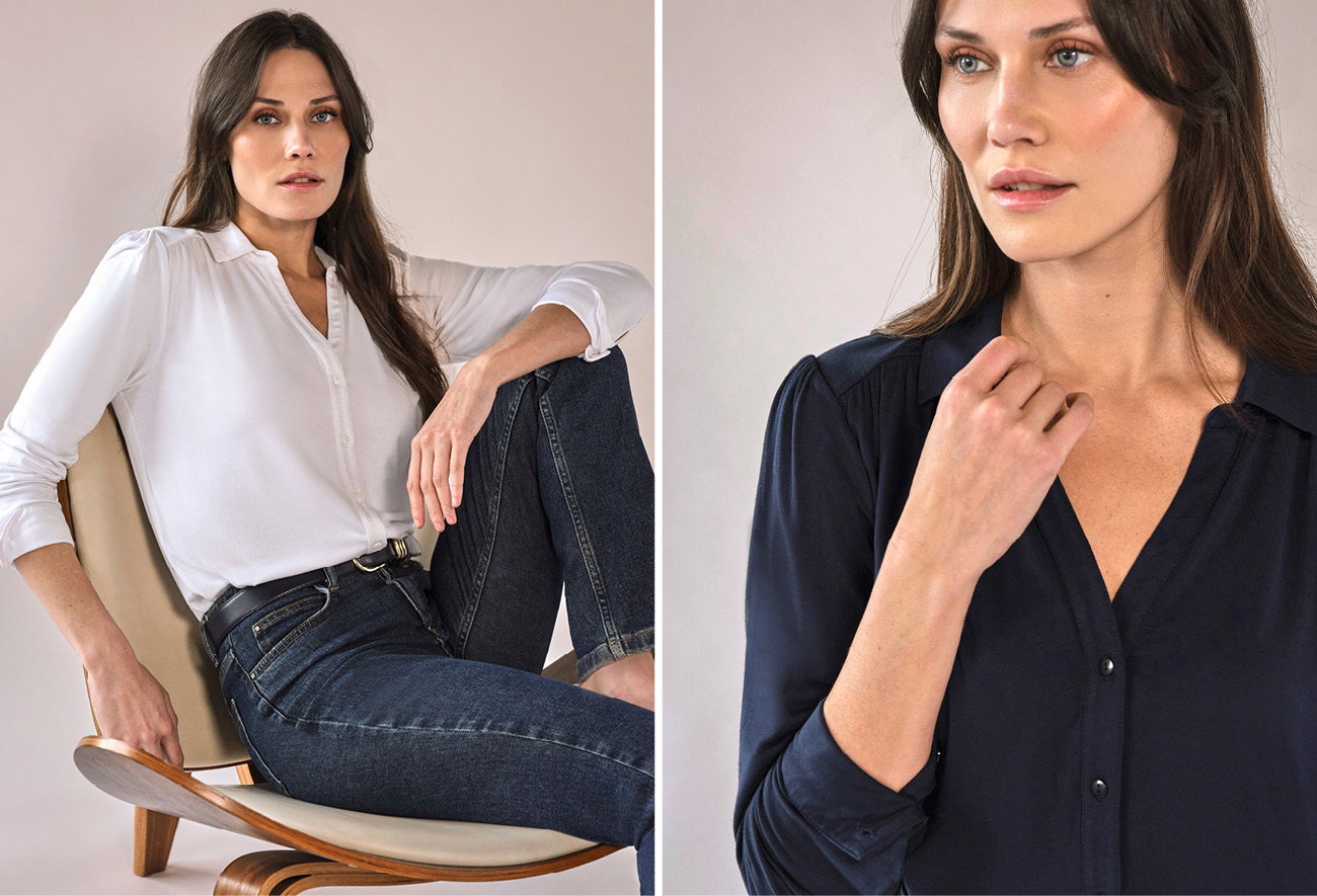 Viscose Jersey V Neck Shirt