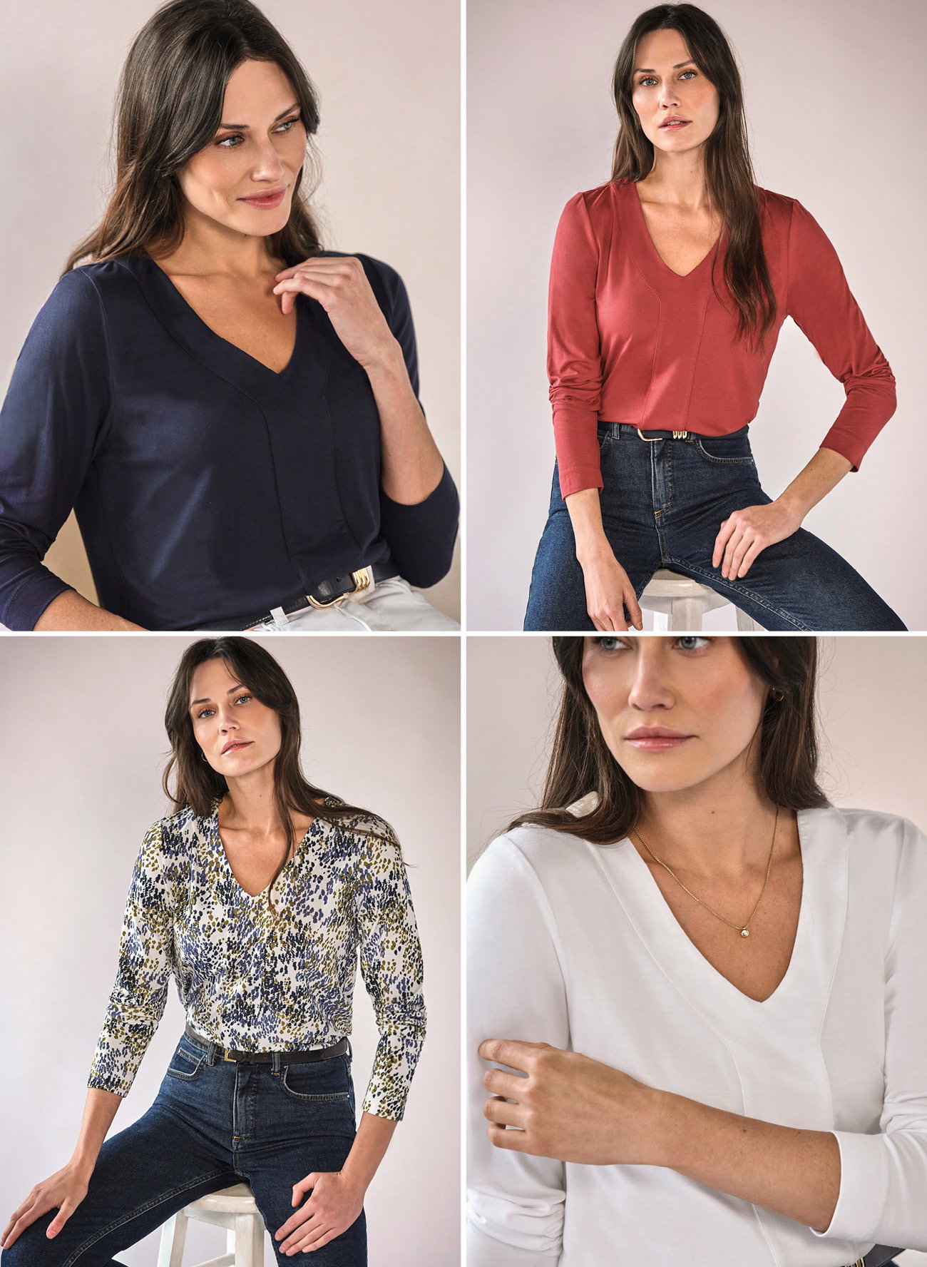 Super Soft Panel V Neck Jersey Top