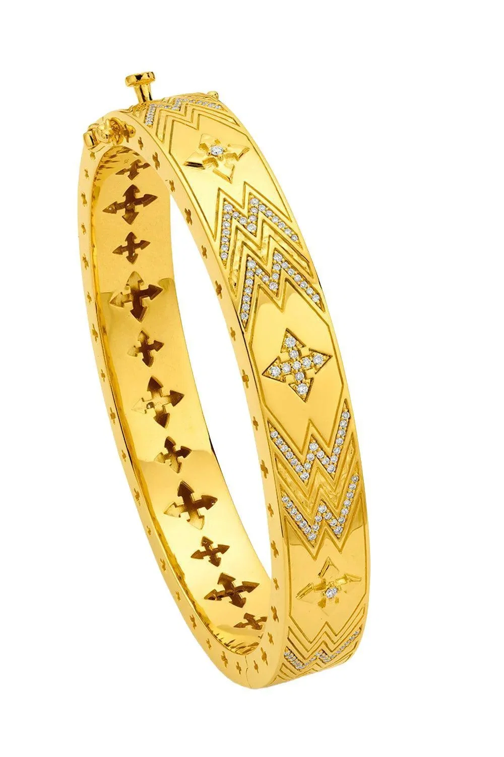 Image of diamond arrow cross bangle bracelet