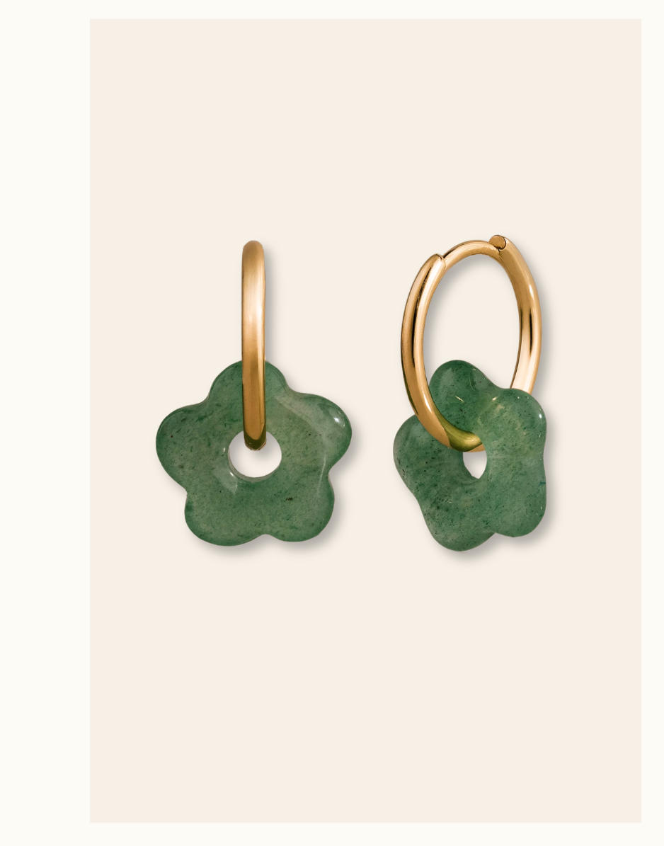 Jade Flower Hoops