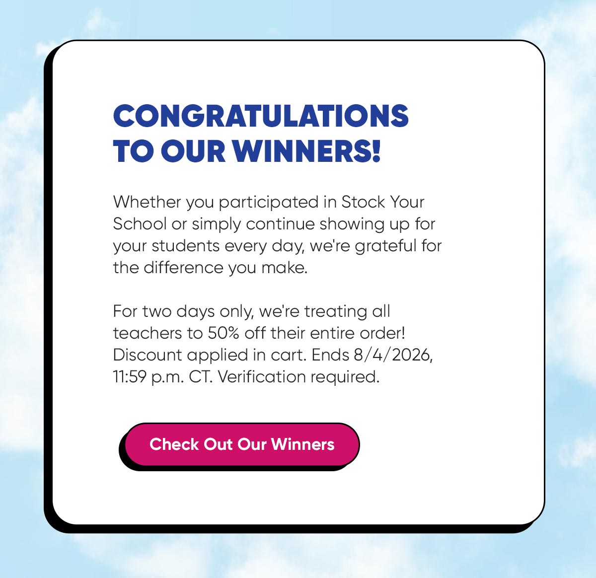 congratulations to our winners