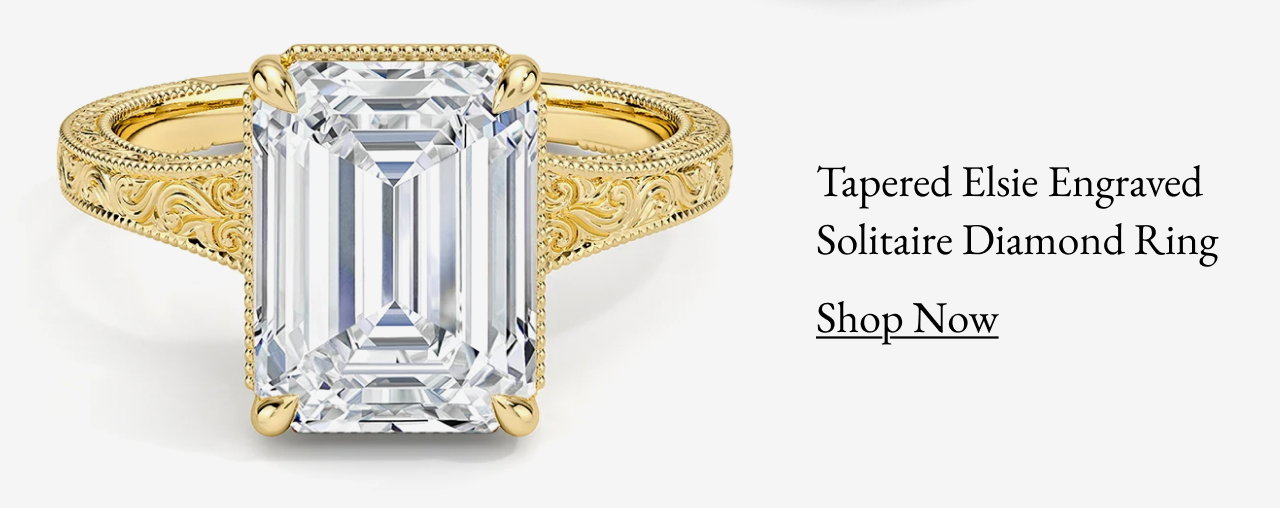 Tapered Elsie Engraved Solitaire Diamond Ring