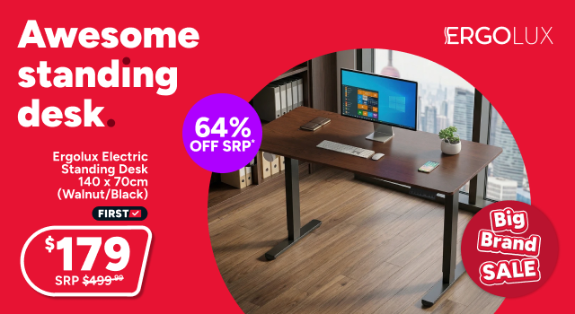 Ergolux Electric Standing Desk 140 x 70cm (Walnut/Black)
