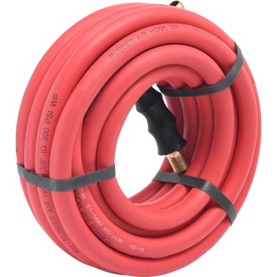 Ironton Rubber Air Hose, 3/8in. x 50ft., 300 PSI, 1/4in. M-NPT Fittings