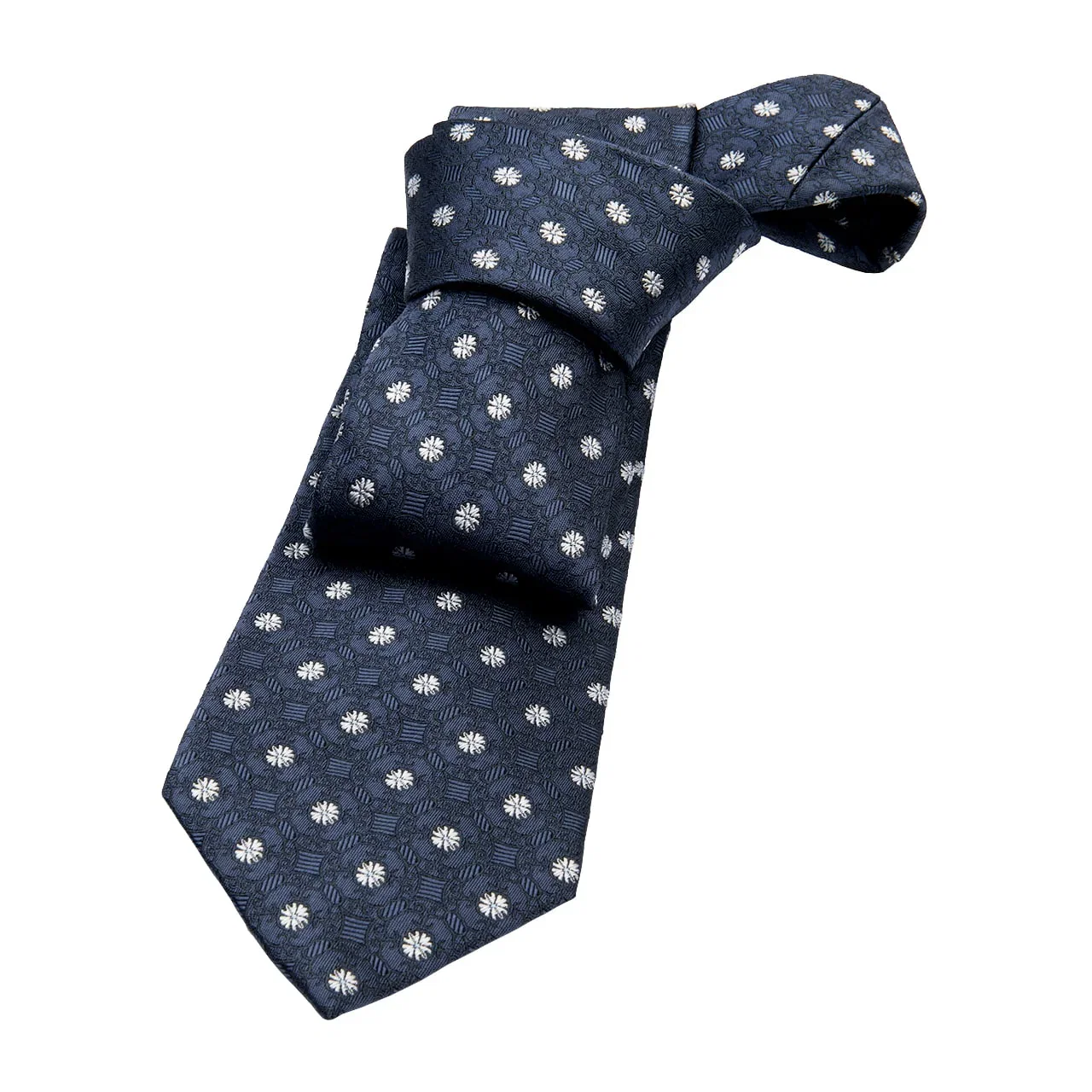Image of Columbia Foulard Silk Tie, Bluish Grey / Silver