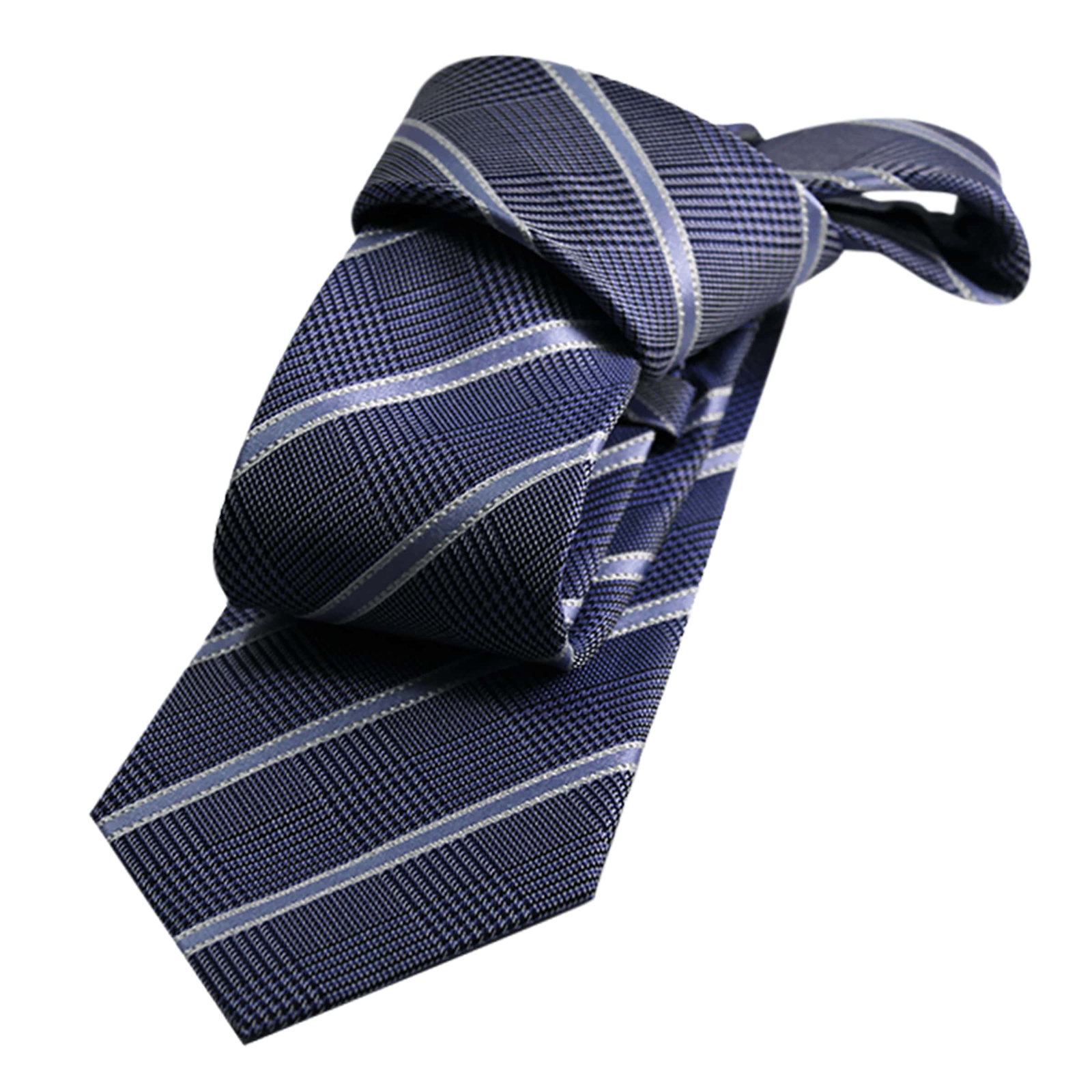 Image of Wilton Stripes Silk Tie, Blue / Light Blue / Silver
