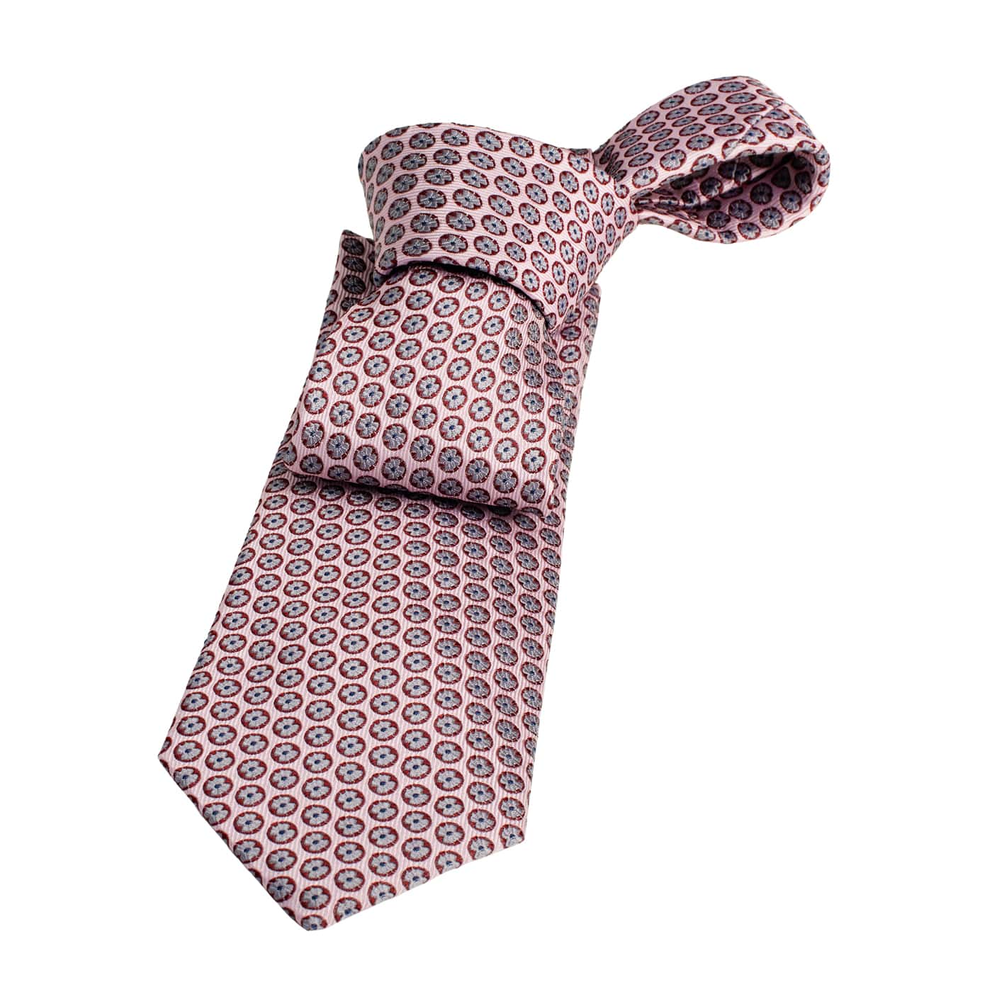 Image of Fall River Foulard Silk Tie, Pink / Grey