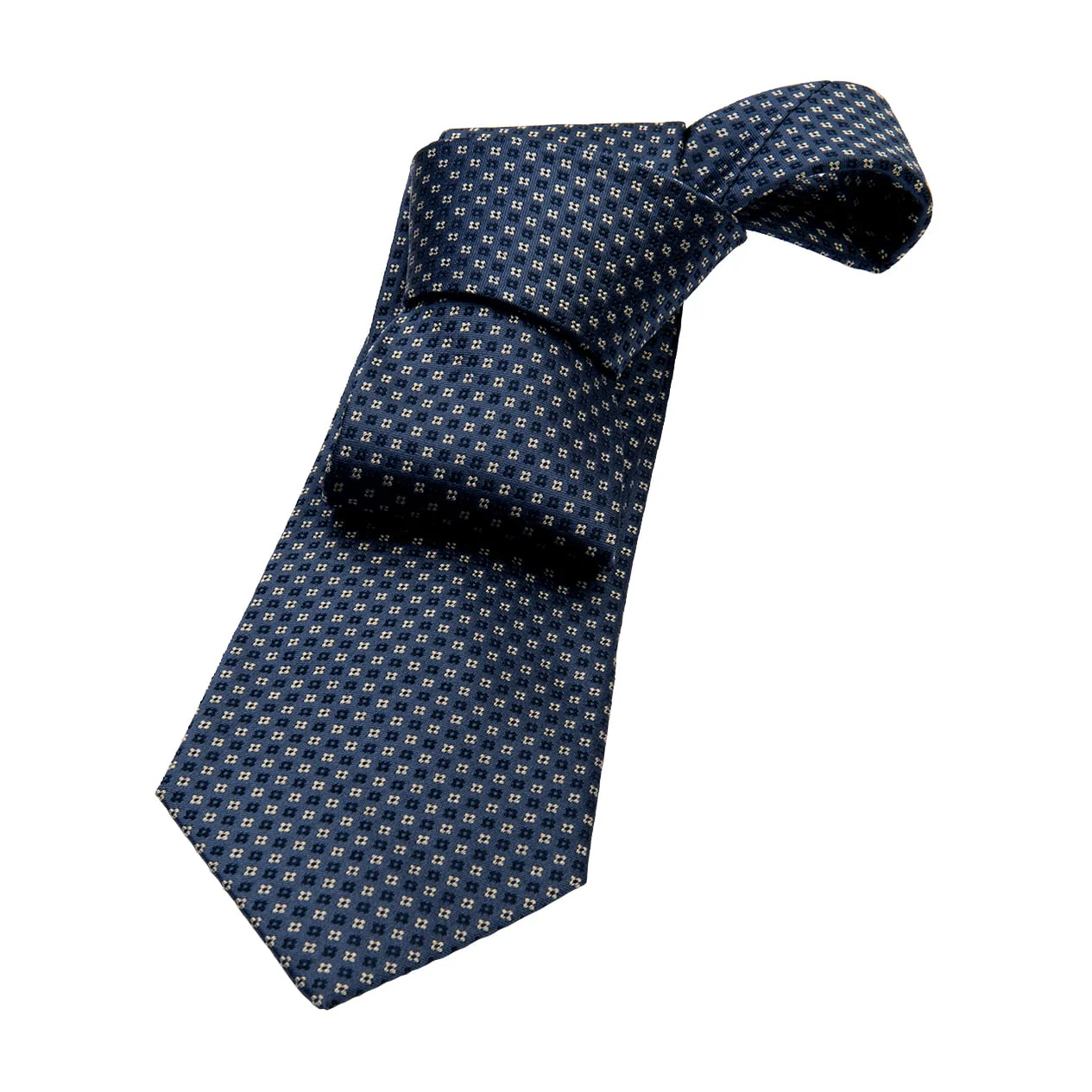 Image of Dorchester Foulard Silk Tie, Bluish Grey / Navy / Silver