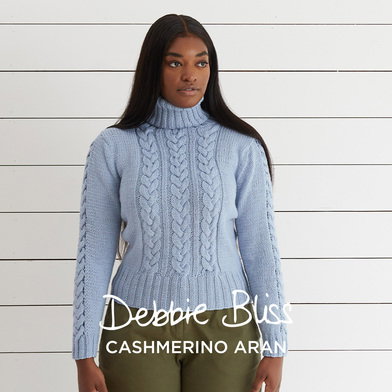 Cropped Cable Knit Sweater in Debbie Bliss Cashmerino Aran