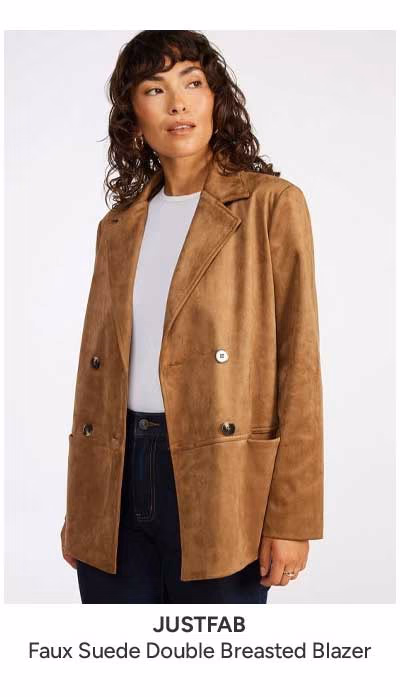 Faux Suede Double Breasted Blazer