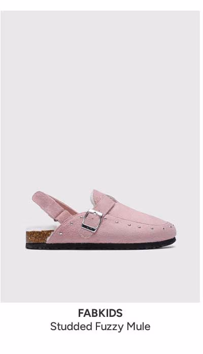 STUDDED FUZZY MULE