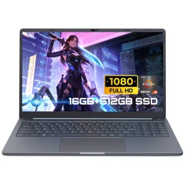 Ninkear A15 Air Laptop 15.6 Inch FHD Screen AMD Ryzen 5 3500U 16GB DDR4 512GB SSD Windows 11 38Wh Battery 180° Viewing Angel Narrow Bezel Notebook