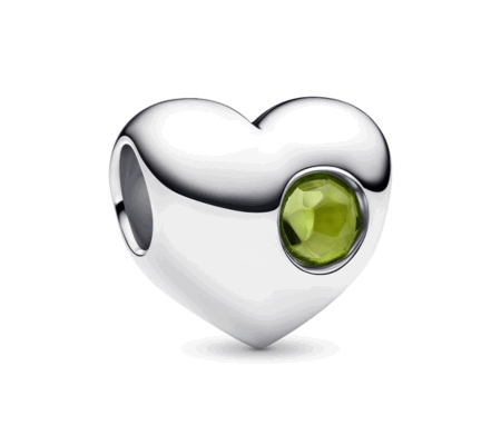 Pandora Silver Engravable August Birthstone Heart Charm