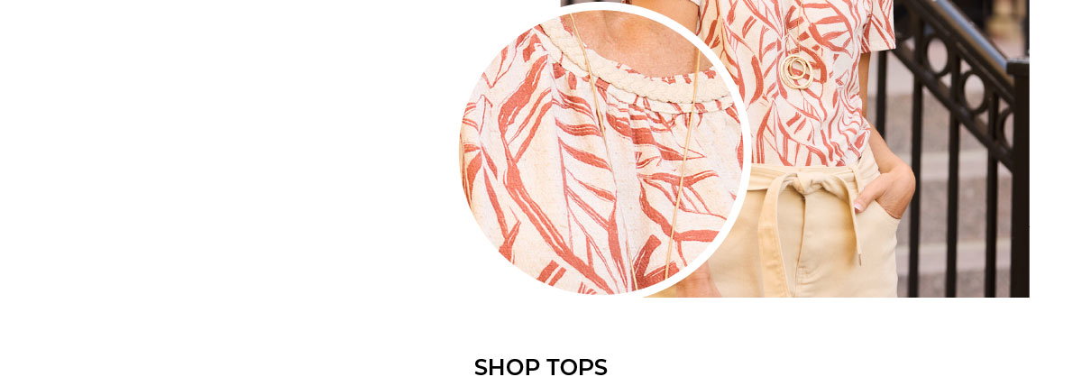 Leaf Print Braided Neckline Textured Tee
