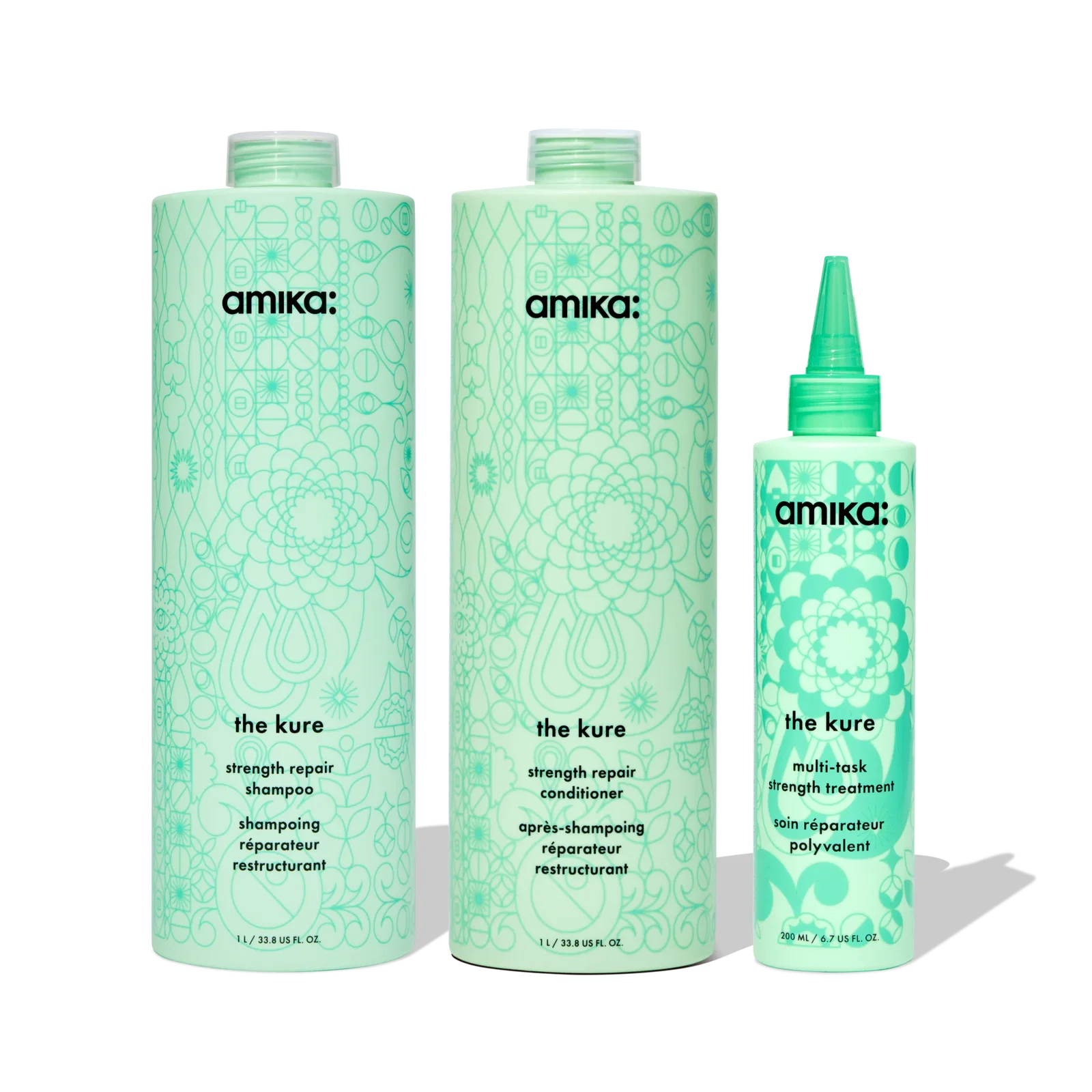 Image of super-sized strength repair set | the kure shampoo, conditioner + multi-task treatment