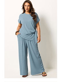 YOURS weite Hose in Blau mit Textur