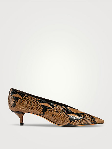 Babouche Snakeskin-Embossed Leather Pumps