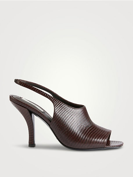 Contour Lizard-Embossed Leather Slingback Pumps