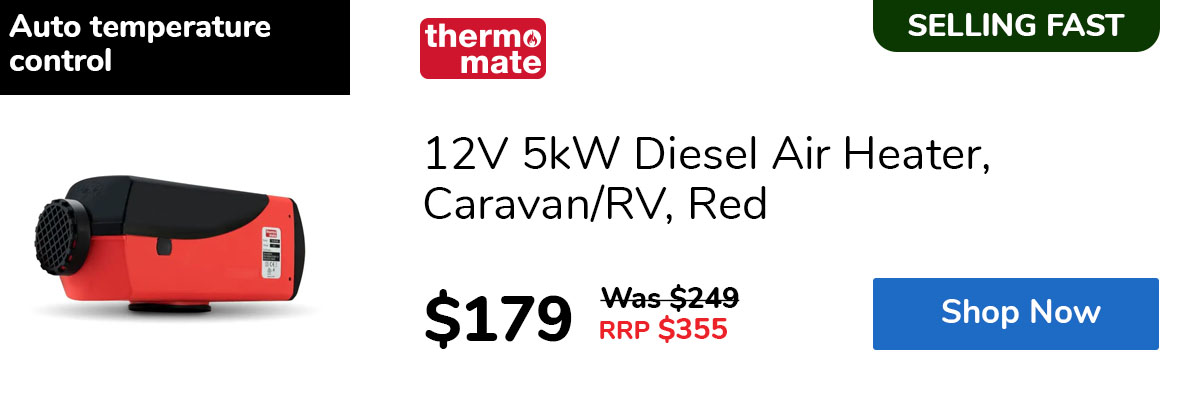 12V 5kW Diesel Air Heater, Caravan/RV, Red