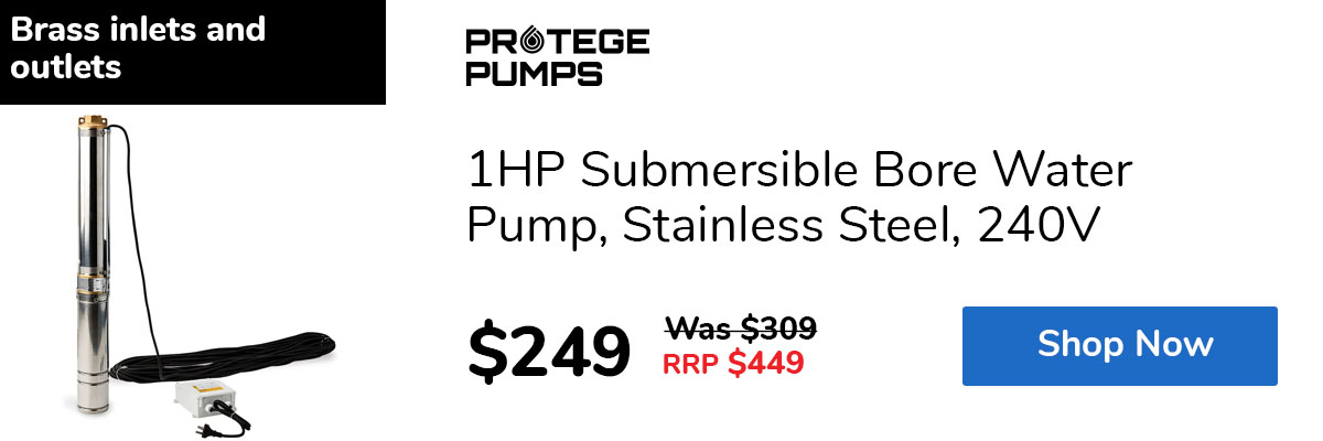 1HP Submersible Bore Water Pump, Stainless Steel, 240V