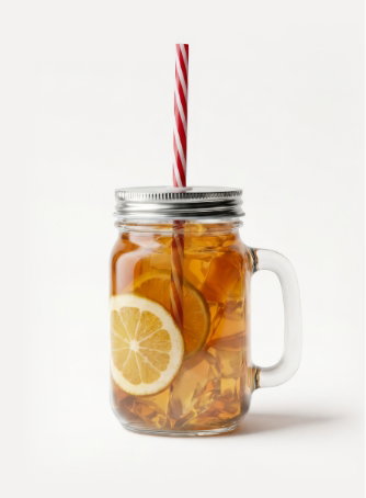 450ml Mason Drinking Jar Glasses with Straws - Pack of Four