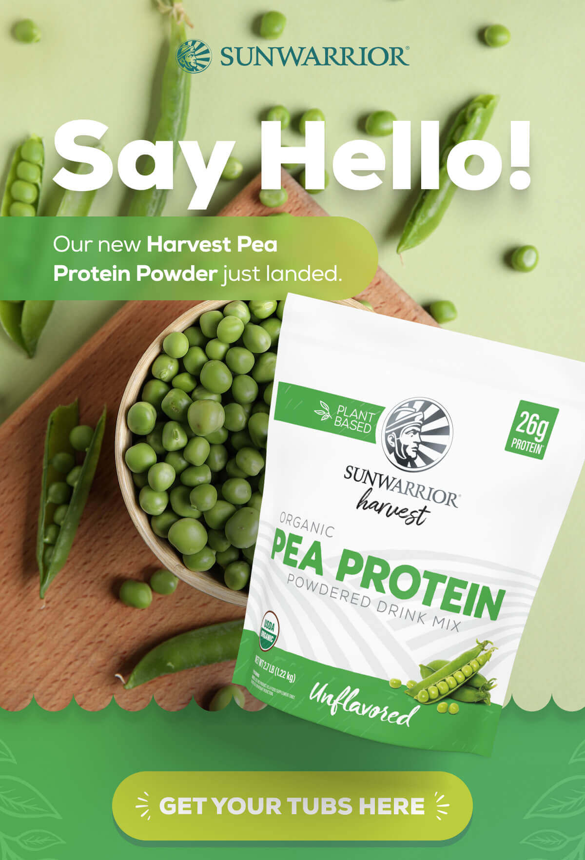 Say Hello! Our new Harvest Pea Protein Powder just landed. GET YOUR TUBS HERE 