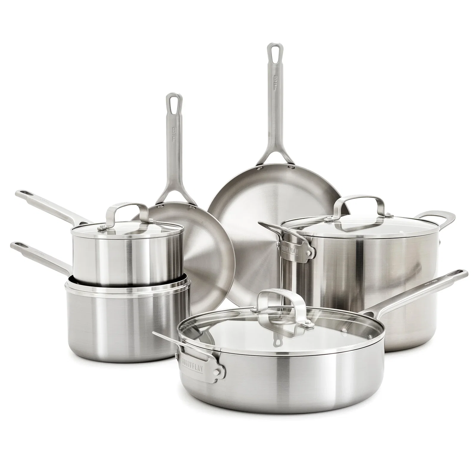 Image of Bobby Flay by GreenPan Chef Series Uncoated Stainless Steel 10-Piece Cookware Set