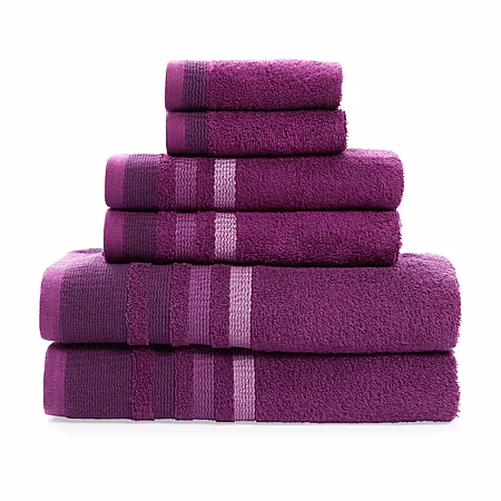 Image of Home Expressions Solid & Stripe Bath Towel