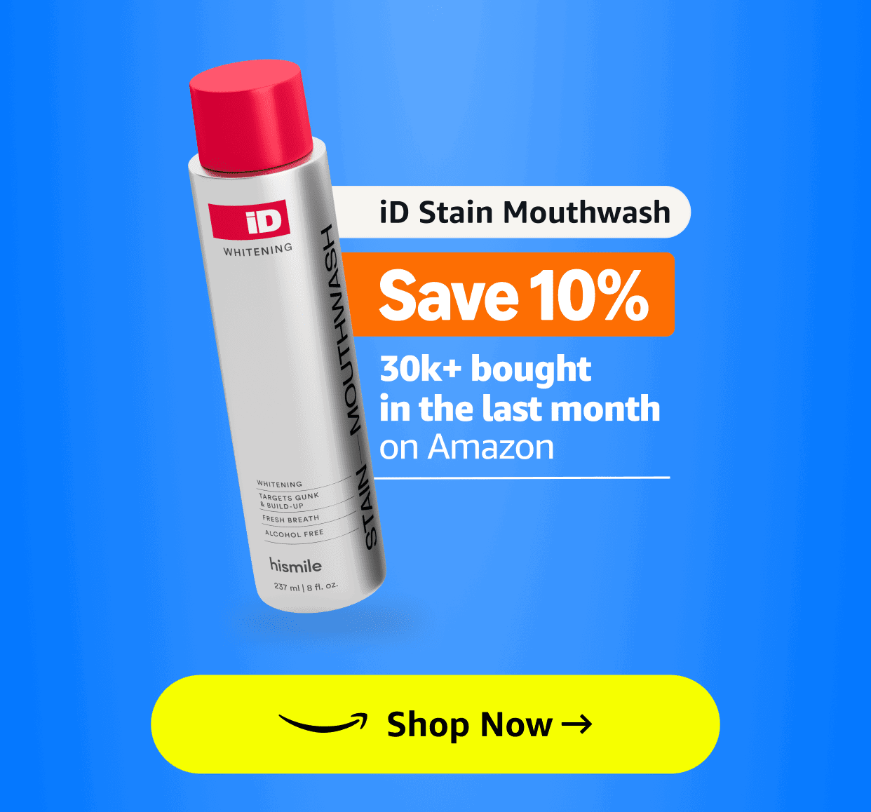 iD Stain Mouthwash. Save 10%. 30k+ bought in the last month on Amazon. Shop Now.