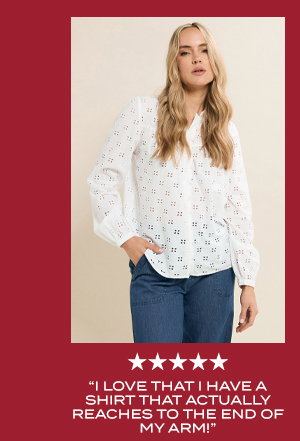 LTS Tall White Cotton Broderie Yoke Shirt