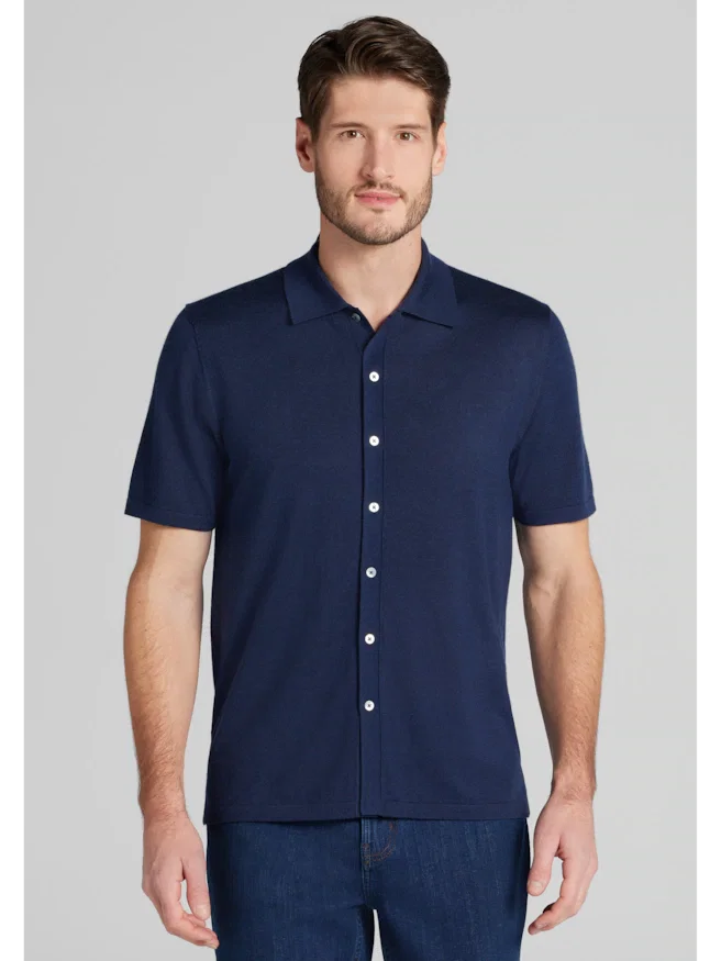 Reserve Collection Silk-Cashmere Cardigan Sweater Shirt