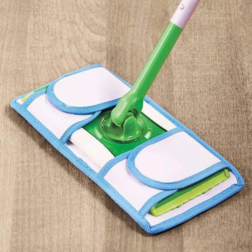 Image of Reusable Cleaning Microfiber Mop Pad Dirt Debris Pet Hair Set of 2