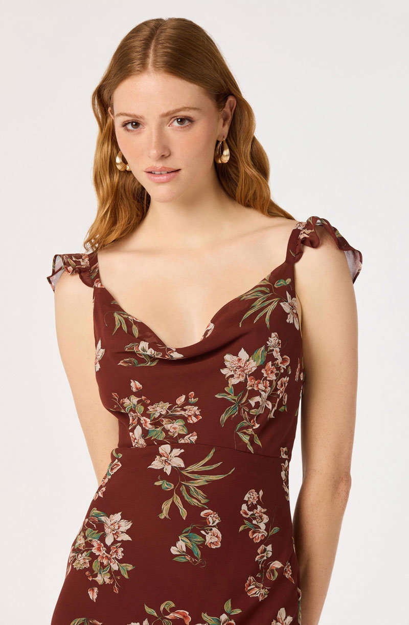 Woman Wearing Floral Maxi Dress
