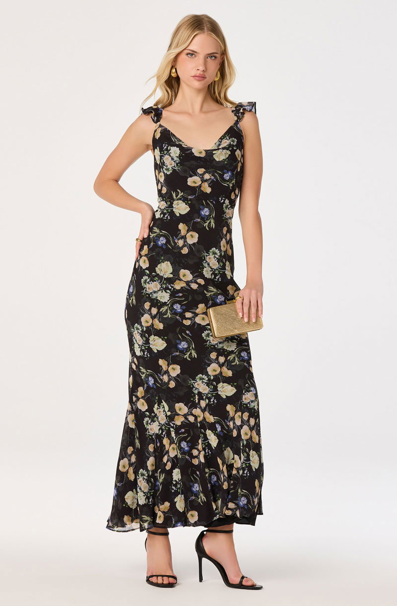 Woman Wearing Floral Maxi Dress