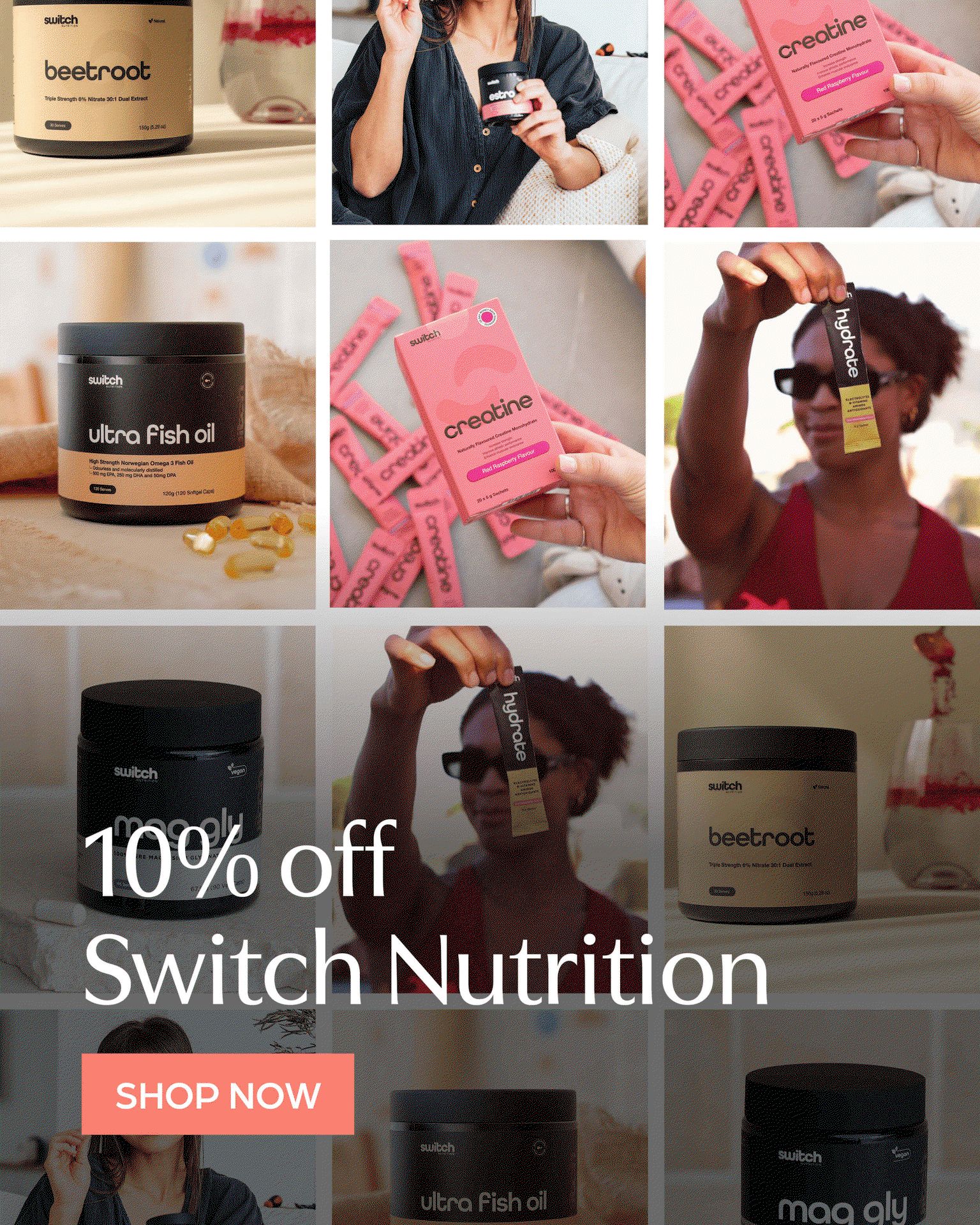 Save 10% off Switch Nutrition. Clean, science-backed supplements made with natural ingredients
