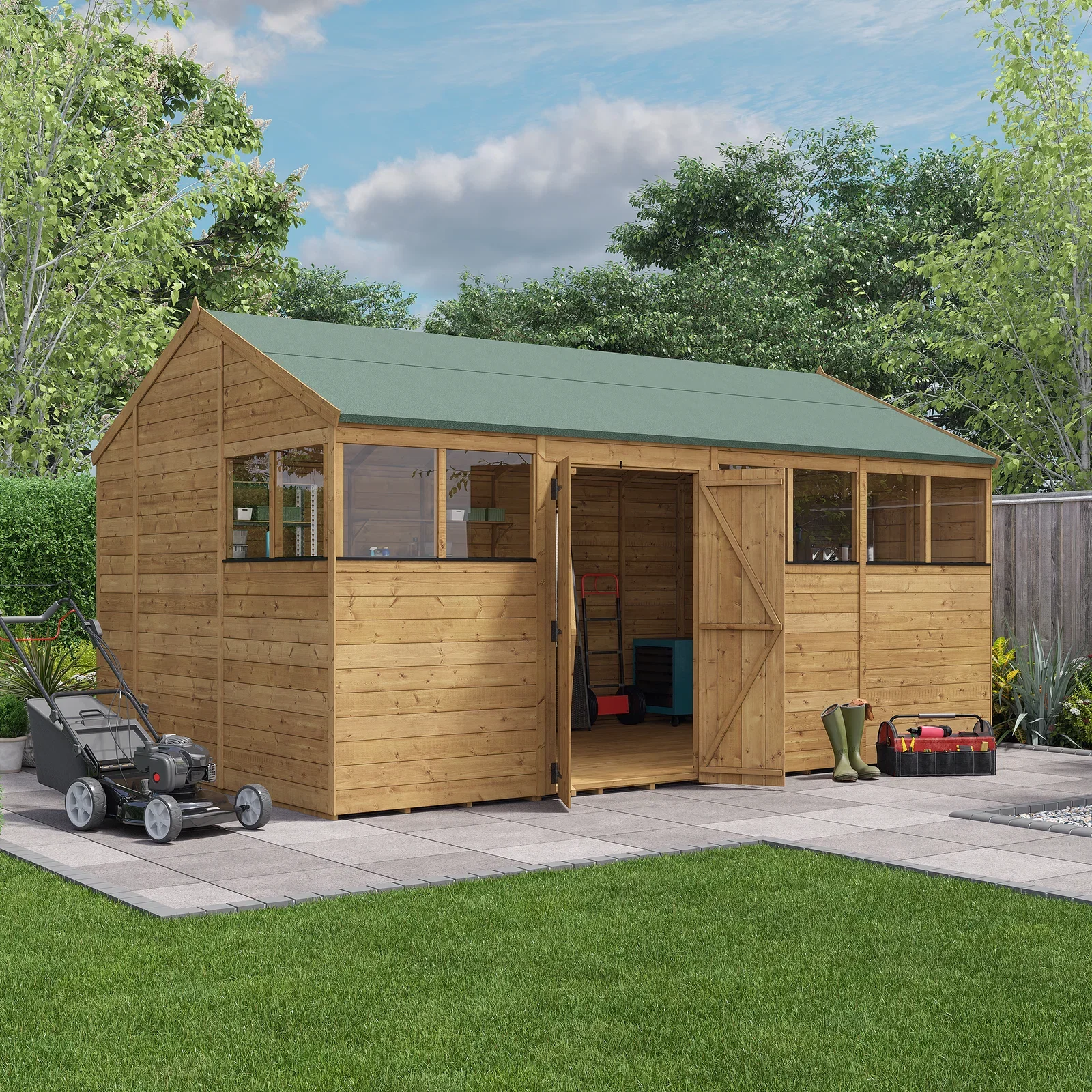 Image of BillyOh Expert Wooden Reverse Apex Workshop Shed