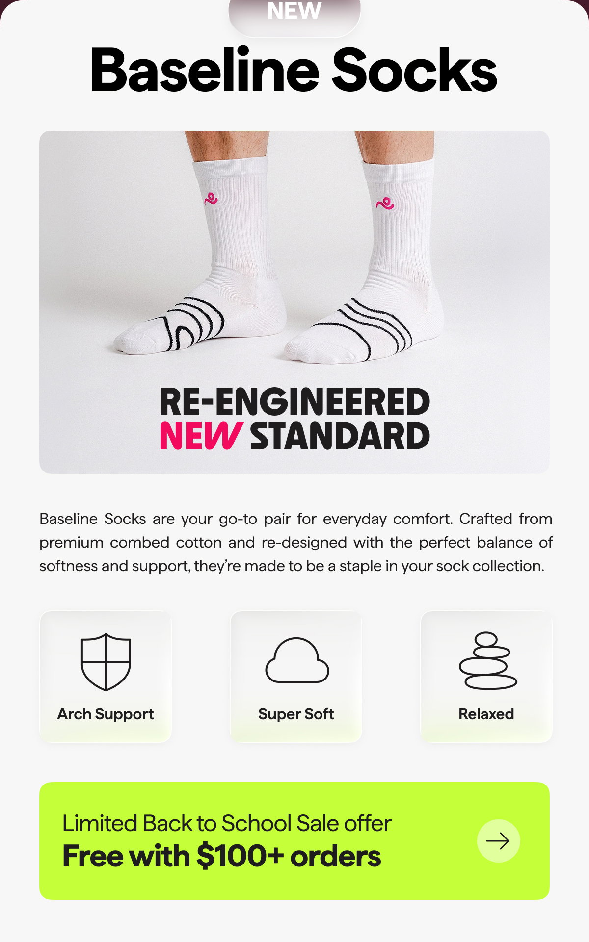 Baseline Socks free with $100+