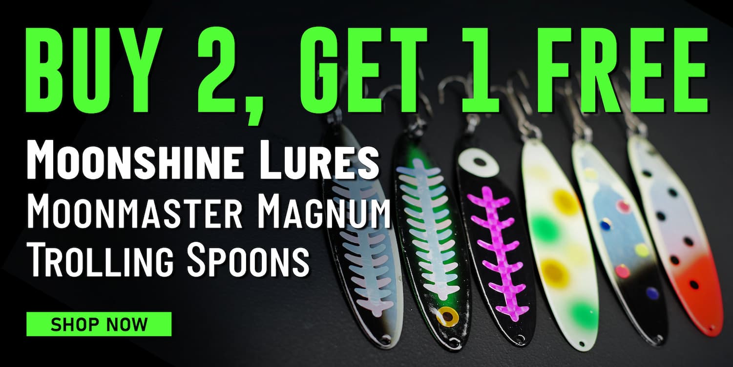 Buy 2, Get 1 Free Moonshine Moonmaster Magnum Trolling Spoons Shop Now