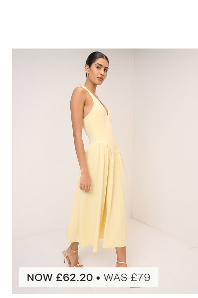 Butter Yellow Amie Halterneck Midi Dress