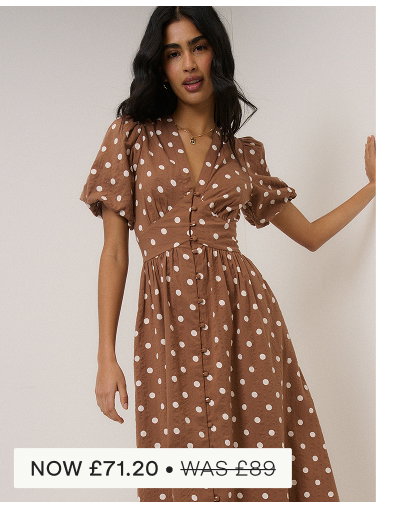 Brown Polka Dot Starlight Midi Dress