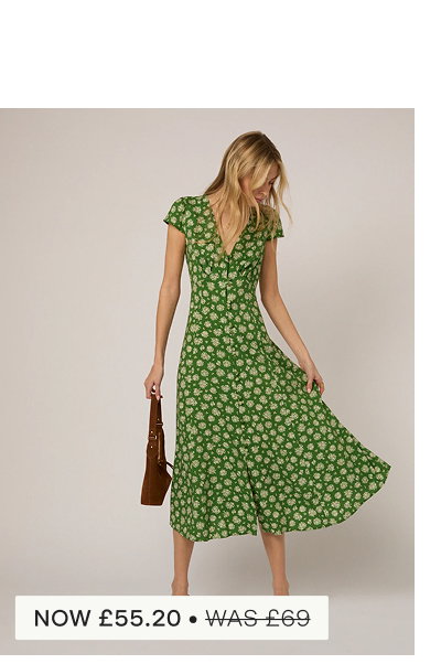 Green Floral Avery Midi Dress