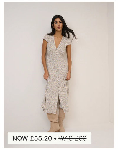 White Ditsy Floral Avery Midi Dress