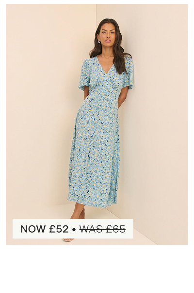 Blue Floral Atlas Midi Dress