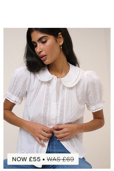 White Broderie Anglaise Peter Pan Collar Blouse